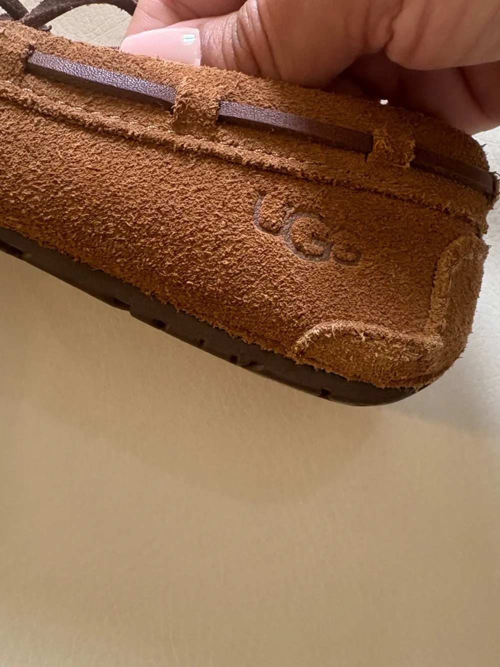 UGG Kids Chestnut Suede Moccasin Slippers with Bow